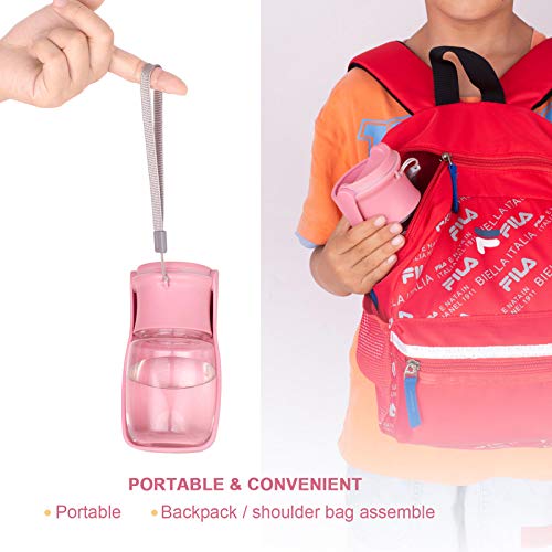 Aikids Foldable Dog Water Bottle - Portable Dog Water Dispenser | Leak Proof & Food Grade Plastic Dog Travel Water Bottle | Pet Water Bottle For Dog Cat Outdoor Walking Hiking Travel（Pink） #TOP4