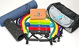 Portable, All-in-One Home Gym! Exercise Resistance Bands with Handles. Yoga Mat, Foam Roller, 2 Therapy Balls, Resistance Band Set, Easy to use, No Assembly Required. Ships Same/Next Day!