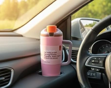 Image of HomeCloud Double-Wall Insulated Stainless Steel Water Bottle with Straw - Leak-Proof Two-Way Spout, BPA-Free, Bucket Handle, Reusable Travel Bottle, Daybreak (H Pink)