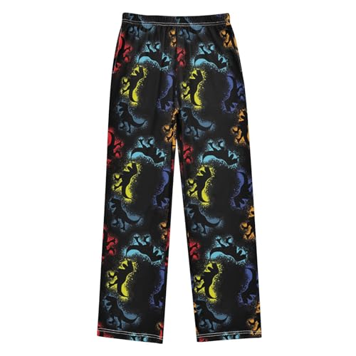 ZZXXB Retro Dinosaur Print Boys Long Pants Soft Trousers Elastic Waist Kids Lounge Bottoms with Pockets S-XL