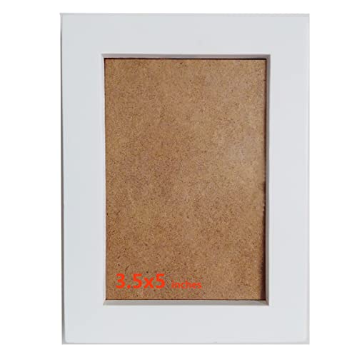 Image of 3.5x5 Picture Frames White. Solid Wood, Plastic Panel.The Protective Film Must be Removed.