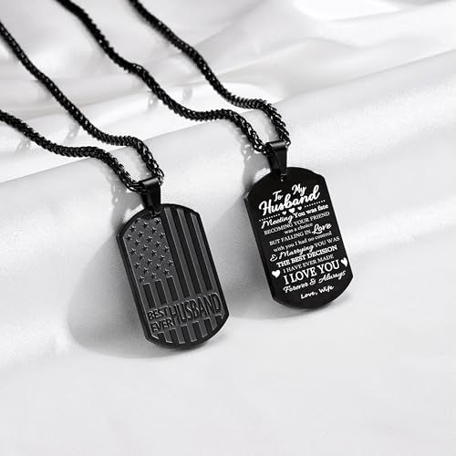 Best Dad Son Brother Grandson Grandpa Boyfriend Husband Ever Necklace, Stainless Steel Flag Dog Tags Jewelry, Birthday Valentine Christmas4