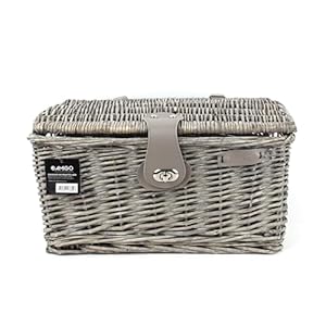 AMIGO Fietsmand met deksel – 16 liter – rieten mand – asgrijs