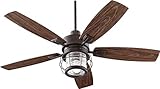 Quorum 13525-44 Galveston - 52 Inch Patio Fan with Light Kit, Toasted Sienna Finish with Walnut Blade Finish