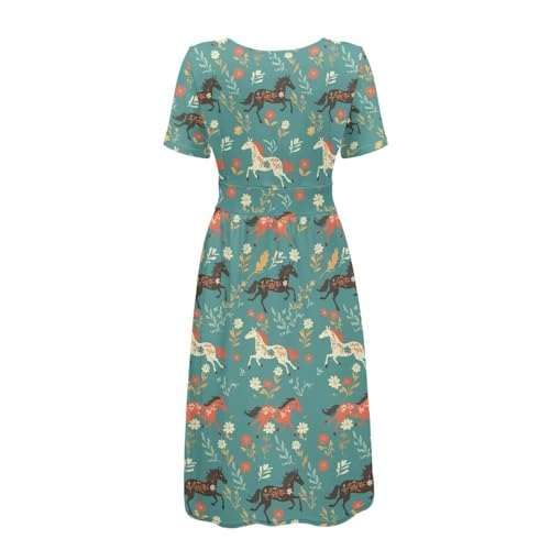 Image of Women's Summer Formal Dresses Short Sleeve Wrap V Neck Dresses Bridesmaid Wedding Guest Dress with Pockets