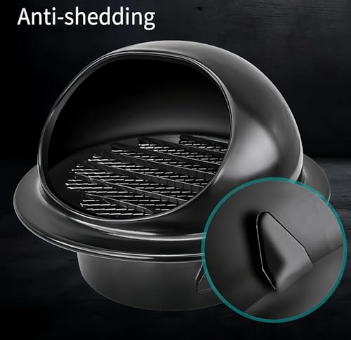 3 Vent Round Cover, Stainless Steel Wall Round Vent Hole Ventilating Cover, Air Ventilation and Exhaust Wall Vent Outlet Hood, HVAC Ducting Vent Cover (Black 1pcs 3inch)