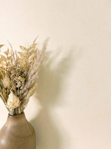 Newroom Papier Peint Intissé Crème Aspect Lin - Moderne Uni Structure Textile pour Salon Chambre