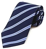 Men's Boys Navy Blue Geometric Striped Tie Trendy Patterned Fashion Suit Business Silk Necktie