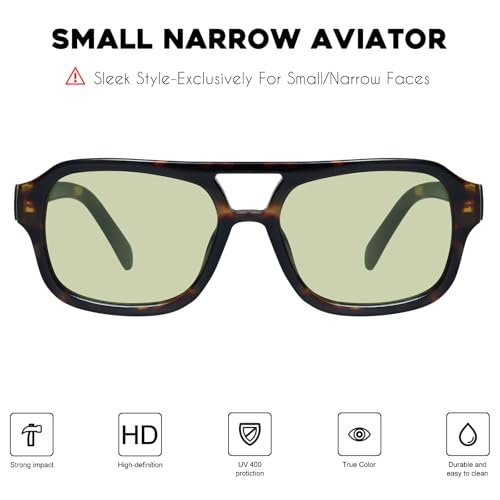 Image of mosanana Small Square Aviator Sunglasses for Women MS52362 | Retro Narrow Frame, UV400 Protection, Designed for Daily Outfits, Travel and Fashion Looks