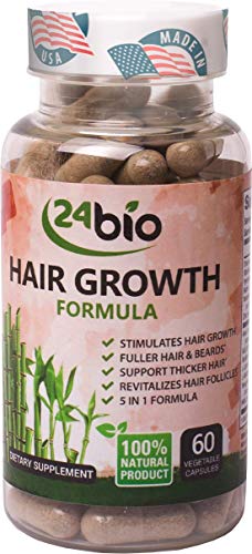 24bio Hair Growth Supplement/ Get Results Or Money Back Guarantee/ Hair Care Supplement For Men And Women/ May Stimulate Hair Growth & Thicken Hair/ Full of Biotin, Amla Extract, M.S.M & More