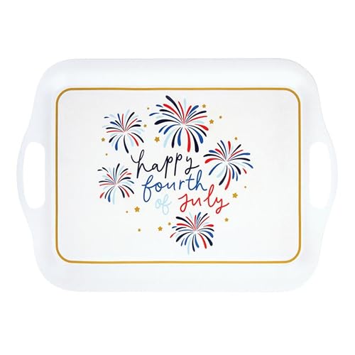 Slant Collections Bamboo Serving Tray, 16.5" x 11.5", Fireworks 4th of July