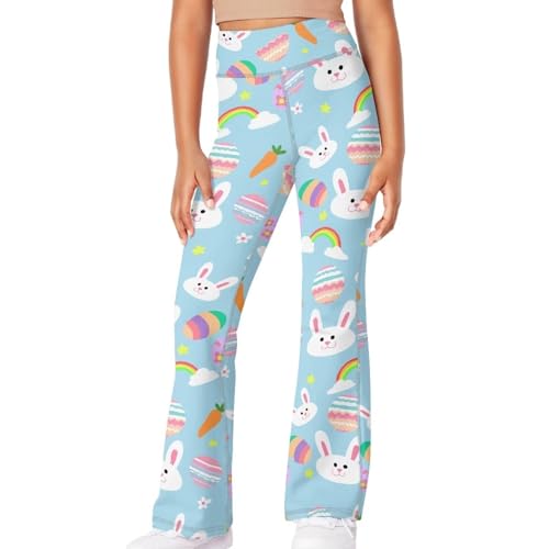 Xpyiqun Flare Pants for Girls 5-14 High Waisted Yoga Leggings School Tummy Control Bell Bottom Slim Wide Leg Clothes3