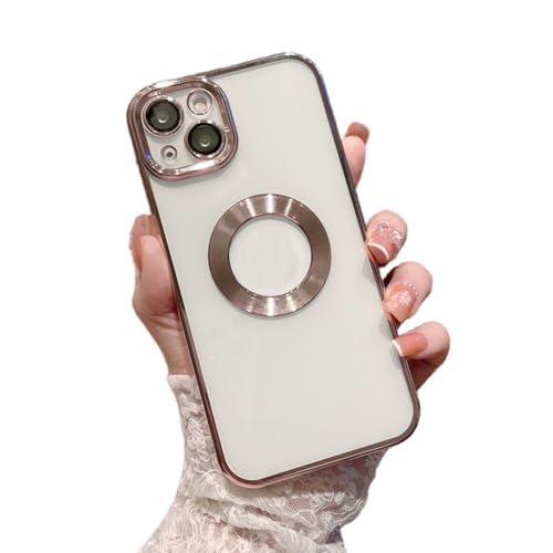 ORBANA Funda de Silicona Suave con Revestimiento Transparente de Lujo para iPhone 14 13 12 11 Pro 14 MAX Protección de Lente de cámara Flim Back Cover, RG, para iPhone XS