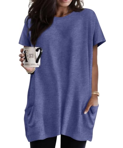 Tunique longue grande taille femme XL-5XL RITERA haut d'été bleu marine