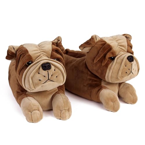 Bulldog Slippers for Women and Men - Plush English Bulldog Slippers for Adults
