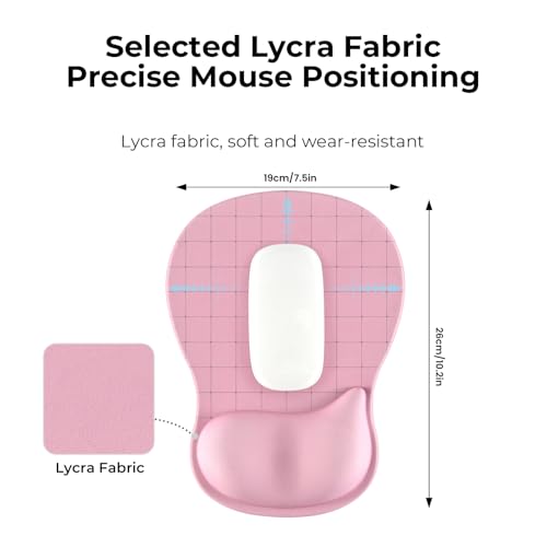 Image of EooCoo Ergonomic Pink Mouse Pad with Gel Wrist Rest Support Middle Concave Design, Relieve Wrist Pain Mousepad, Wrist-Contoured Design for Carpal Tunnel Syndrome, Office Desk Accessories for Women