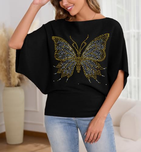 Image of MAKARTHY Womens Batwing Sleeves Knitted Dolman Pullovers Boat Neck Tops Sweatershirts