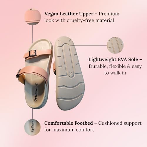 Image of Women's Vegan Leather Flat Sandals | Stylish Ladies Sandal with Cushioned Footbed | Lightweight & Waterproof EVA Sole | Comfortable Everyday Wear