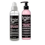 tgin Rose Water Curl Refresher and Rose Water Hydrating Styling Lotion Duo - Natural Hair - Braids - Loc Spray - Curly, Wavy, Kinky, Protective Styles - 8 Oz each
