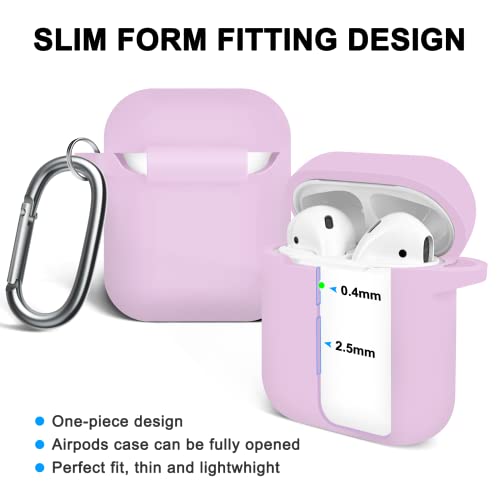 Moloppo Airpods Case Cover , Soft Silicone Protective Cover With Keychain For Women Men Compatible With Apple Airpods 2Nd 1St Generation Charging Case, Front Led Visible- Pink Purple #TOP5