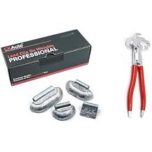CKAuto P Style Uncoated 0.25oz -1.0oz Lead Clip on Wheel Weight Assortments, 25Pcs/ Style, Total 100Pcs/Box, W/Wheel Weight Hammer Tool