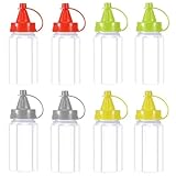 THJOPOKEEL 8 botellas de dosificador mini de 1 onzas para condimentos de ketchup multicolor para ensalada de miel, mostaza,...