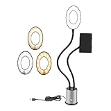 Tofficu with Arms Phone Holder for Live Streaming Makeup Photography Dimmable Led with Light Colors Brightness Levels