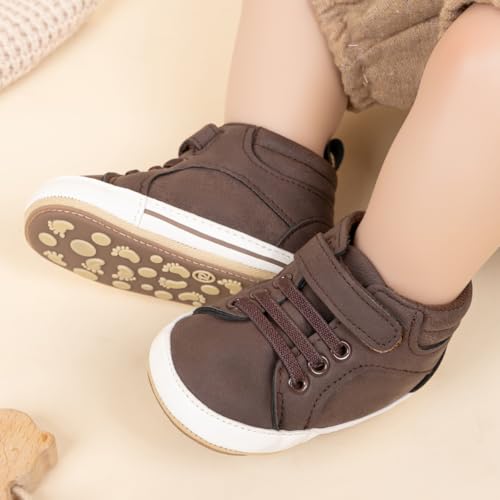 Image of CENCIRILY Baby Boys Girls High Top Sneakers Soft Soles Anti Skid Infant Ankle Shoes Toddler Prewalker First Walking Crib Shoes
