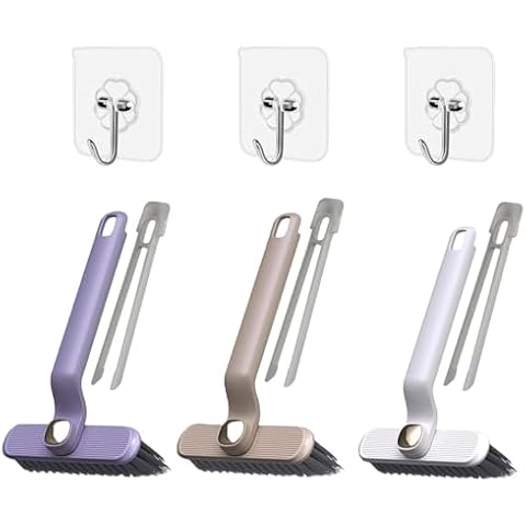 Urnseh 3pcs Multi-Function Rotating Crevice Cleaning Brush,360 Degree Rotating No Dead Corners Hard Bristle Crevice Gap Cleaning Brush Tool for Cleaning Bathroom, Kitchens Tile Floors Cover