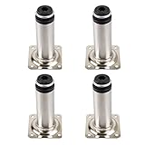 4er Set Möbelfuß verstellbar Sofafuß belastbar bis 50 kg Stahlrohrfuß Sockelfuß Tischbein Rund Edelstahl Gebürstet Höhe 8 cm