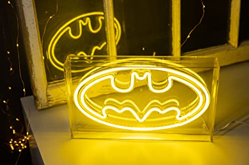 Silver Buffalo DC Comics Batman Logo Symbol USB Powered Neon Light Box, 12 x 7 Inches