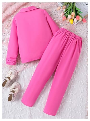Image of Milumia Girl's 2 Piece Outfits Button Open Front Long Sleeve Blazer and Pants Fall Suit Set