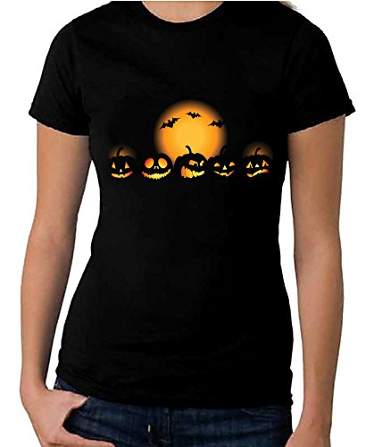 T-shirt da donna con Zucca di Halloween o trick or Treat (disponibile nelle taglie S – XL) Black Medium