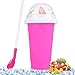 Slushy Maker Cup, Magic Freeze Milkshake Smoothie Mug, Slush Ice Becher, Wiederverwendbare Plastikbecher Mit Deckel Und Löffel,Für EIS Selber Machen (rosa)