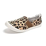 FUNKYMONKEY Shoes for Women, Comfort Low Top Canvas Slip On Sneakers Classic Casual Walking Shoes, Leopard, 11