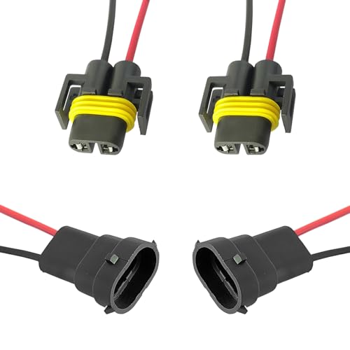Bawkars 4 PCS H8 H11 Pigtail Socket Wiring Harness, 12V Waterproof Male & Female Pigtail Socket Adapter Connector for Fog Lights (Multicolored)
