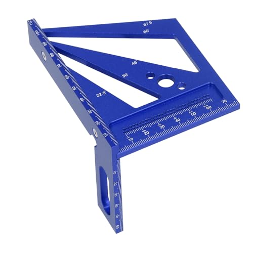 Règle de mesure multi‑angles en aluminium bleu pour traçage de précision