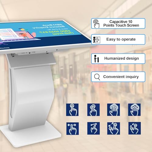 Image of 32 inch Touch Screen Kiosk, Windows11 System(8+128g), K-Style Stand Inquiry Machine, Human-Machine Interaction Smoothly for Mall Navigation /Self-Ordering /Advertising /Retail Store
