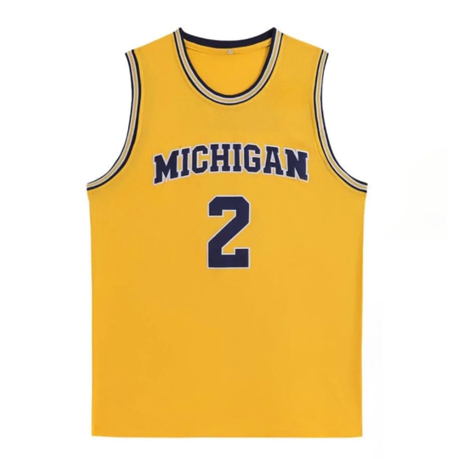 Men's State College #2 Retro Vintage Throwback Basketball Jersey Embroidered Yellow (US, Alpha,...