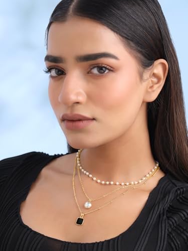Image of Yellow Chimes 2Pcs Long Chain Pendent Necklace for Women & Girls - Stylish Pendant Chains for Wife, Girlfriend, Birthday, Anniversary