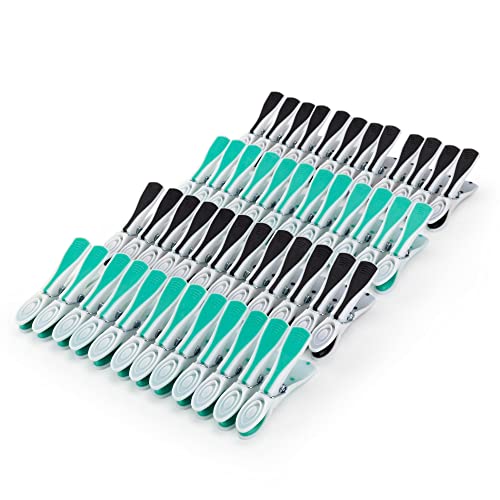 HANGERWORLD 48 Strong Turquoise 8cm Plastic Clothes Washing Line Pegs Rubber Soft Grip Laundry Garment