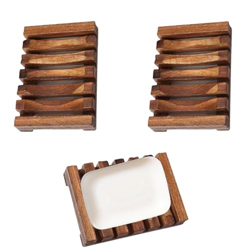 2 pièces Jabonera de bambú,Soporte y Plato para jabón,Accesorio de baño y Cocina,Estante de Madera Impermeable con Drenaje ventilado