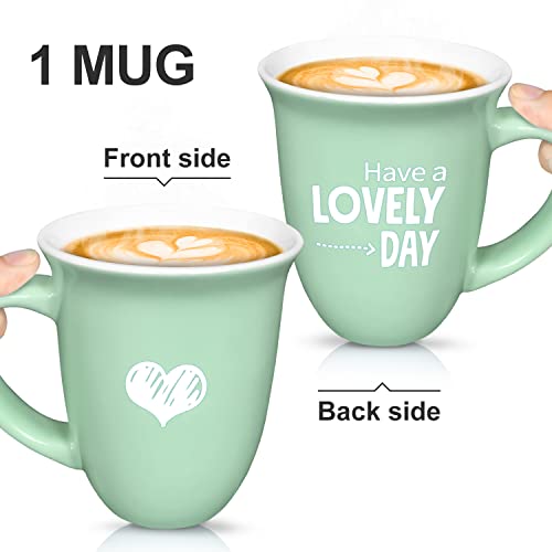 Have A Lovely Day Coffee Mug (1 Mug) For Women 15 Oz Cute Mugs Gift For Women - Put An Instant Smile On Her Face With This Cute Cup - Mint Green Cute Cups Great Gifts For Women Birthday #TOP1