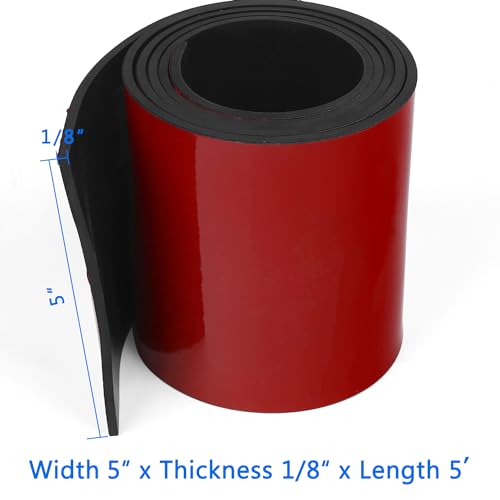Image of WochiTV Adhesive Solid Rubber Strips, 5 inch Wide x 1 /8 inch Thick x 60 inch Long Self Stick Black Neoprene Rubber Rolls Perfect for DIY Insulation Cushion Gasket, Sealing, Liner, Weather Striping