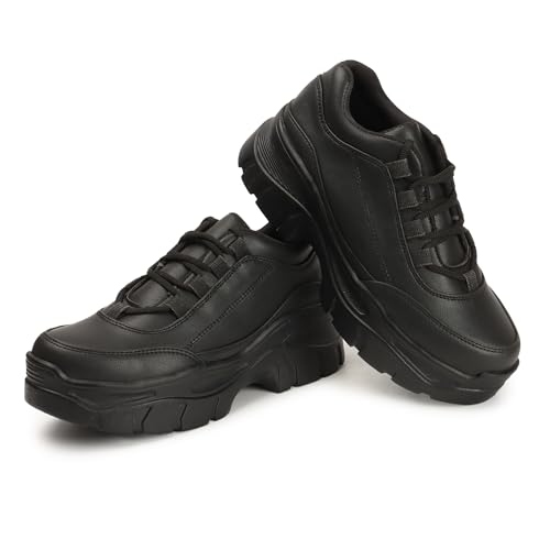 Image of Vendoz Women Casual Stylish Black High Heel Sneaker Shoes