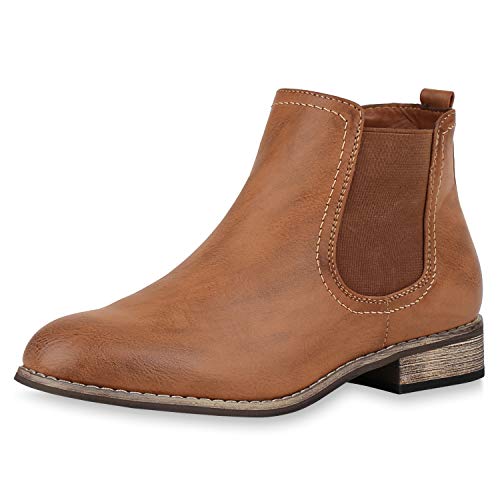 SCARPE VITA Gefütterte Damen Chelsea Boots Leder-Optik Stiefeletten 165408...