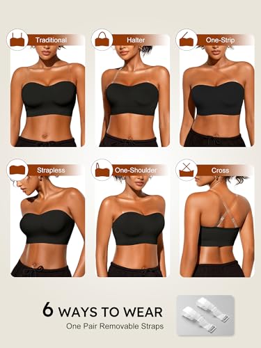 Image of Strapless Bras for Women Bandeau Wireless Tube Top Bralette - S-XL