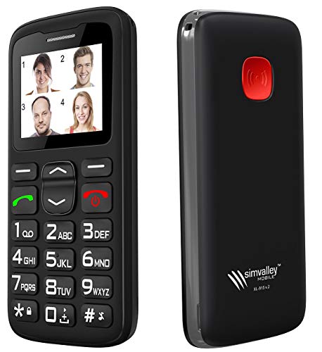 simvalley MOBILE Móviles y Smartphones Libres   teléfono de Emergencia: Teléfono móvil Comfort XL 915 V2 con Llamada de garantía Premium (móvil para niños, para Jubilados, LED)