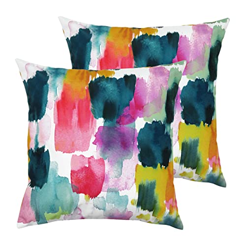 furn. Watercolours Outdoor Polyester Filled Cushions (Twin Pack), Ochre, 43 x 43cm