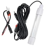 Linkstyle 126 LED Underwater Submersible Fishing Light with 5M Cord, 13W DC 12V 1000ML LED Fish Finder Light Attractants Lamp + Battery Clamps for Ice Fishing Boat, IP68